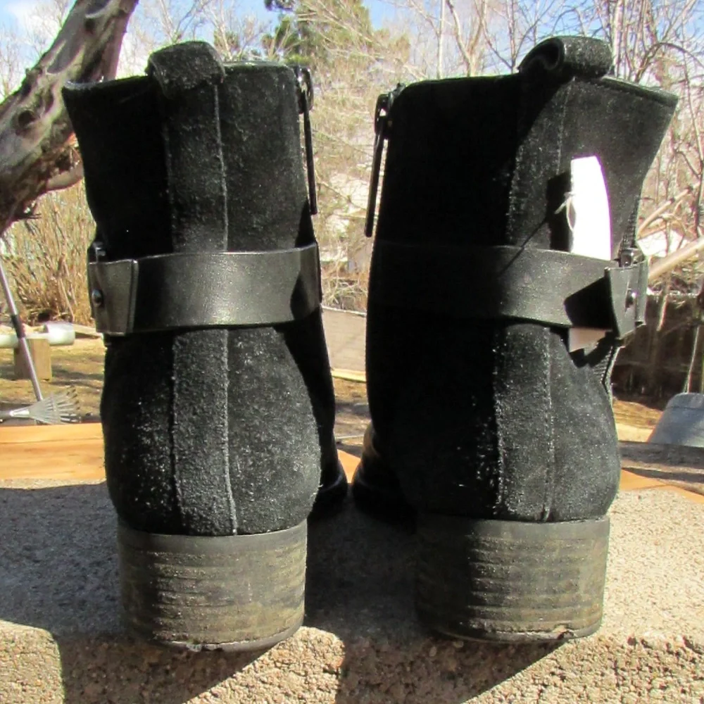 Donald J Pliner Primo black leather biker-style ankle boots